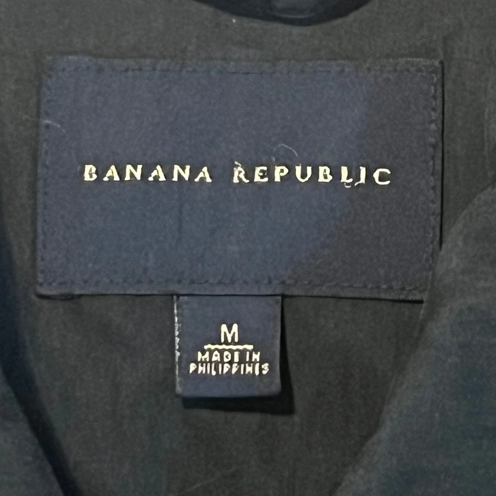 Banana Republic Mens Military Field Jacket‎ Black Utility Cargo M Epaulettes